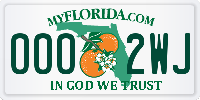 FL license plate 0002WJ