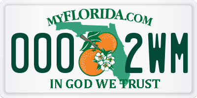 FL license plate 0002WM