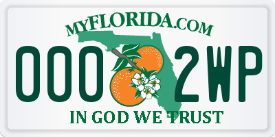 FL license plate 0002WP