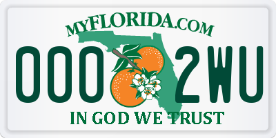 FL license plate 0002WU