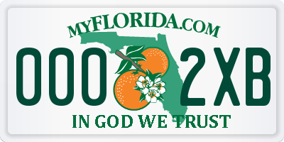 FL license plate 0002XB