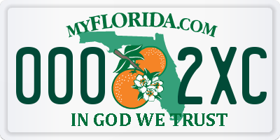 FL license plate 0002XC