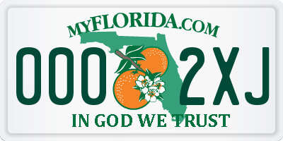 FL license plate 0002XJ