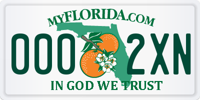 FL license plate 0002XN