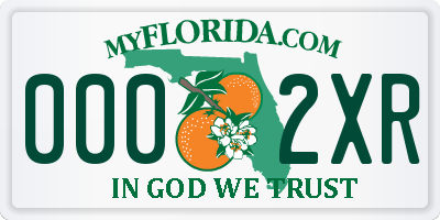 FL license plate 0002XR