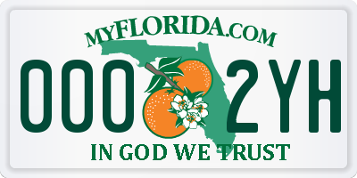 FL license plate 0002YH