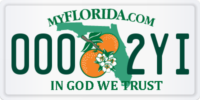 FL license plate 0002YI
