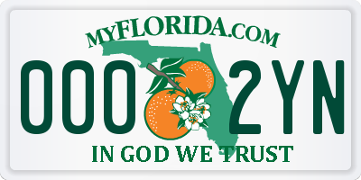 FL license plate 0002YN