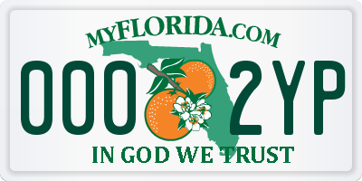 FL license plate 0002YP