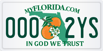 FL license plate 0002YS