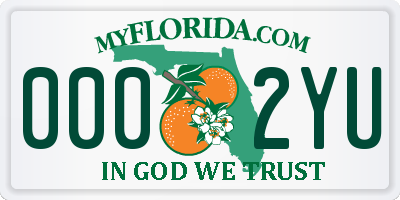 FL license plate 0002YU