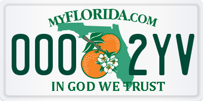 FL license plate 0002YV