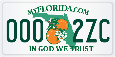 FL license plate 0002ZC