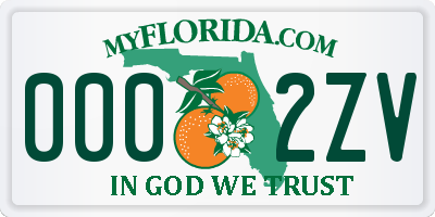 FL license plate 0002ZV