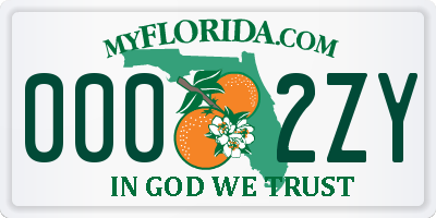 FL license plate 0002ZY