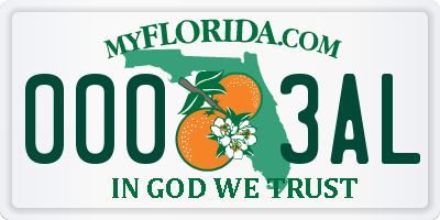 FL license plate 0003AL