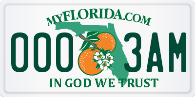 FL license plate 0003AM