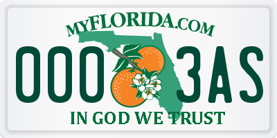 FL license plate 0003AS