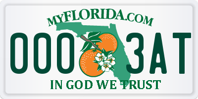 FL license plate 0003AT