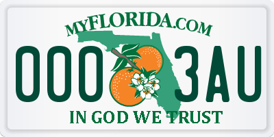 FL license plate 0003AU