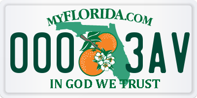 FL license plate 0003AV
