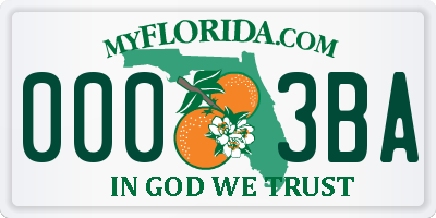 FL license plate 0003BA