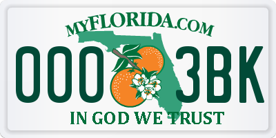 FL license plate 0003BK