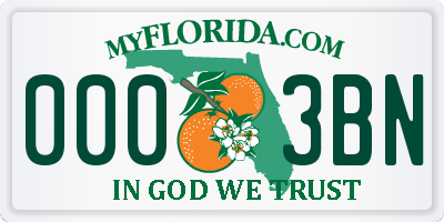FL license plate 0003BN