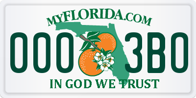 FL license plate 0003BO