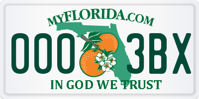 FL license plate 0003BX