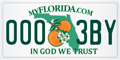 FL license plate 0003BY