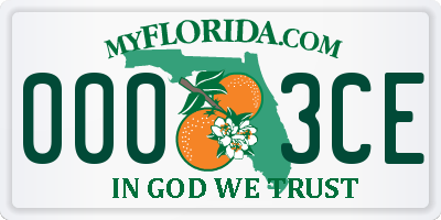FL license plate 0003CE
