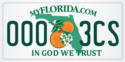 FL license plate 0003CS