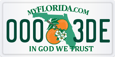 FL license plate 0003DE