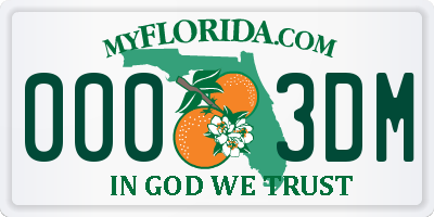 FL license plate 0003DM