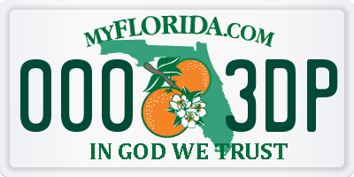 FL license plate 0003DP