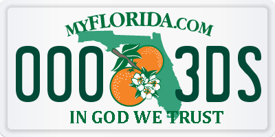 FL license plate 0003DS