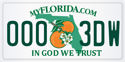 FL license plate 0003DW