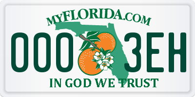 FL license plate 0003EH