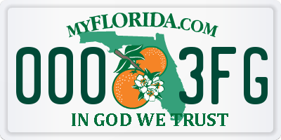 FL license plate 0003FG