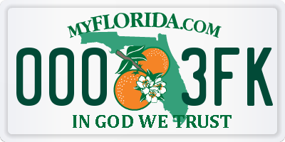 FL license plate 0003FK