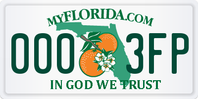 FL license plate 0003FP