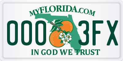 FL license plate 0003FX