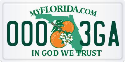 FL license plate 0003GA