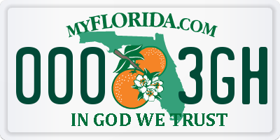 FL license plate 0003GH