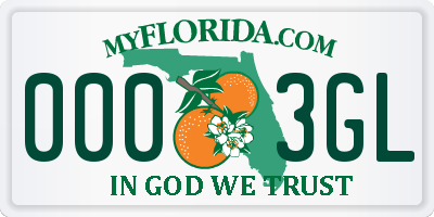 FL license plate 0003GL