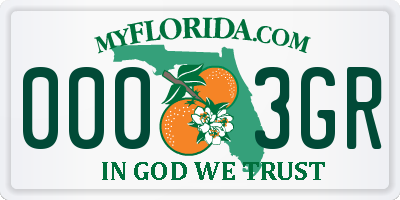 FL license plate 0003GR
