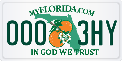 FL license plate 0003HY