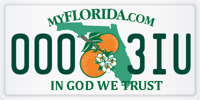 FL license plate 0003IU