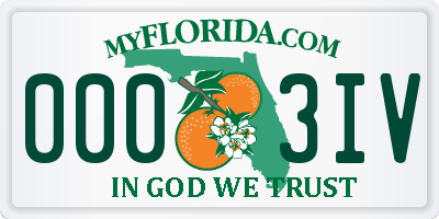 FL license plate 0003IV